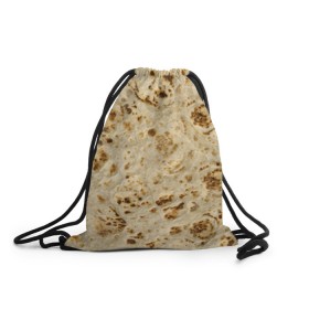 Рюкзак-мешок 3D с принтом Лаваш в Тюмени, 100% полиэстер | плотность ткани — 200 г/м2, размер — 35 х 45 см; лямки — толстые шнурки, застежка на шнуровке, без карманов и подкладки | Тематика изображения на принте: еда | лаваш | прикол | прикольные | хлеб