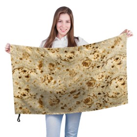 Флаг 3D с принтом Лаваш в Тюмени, 100% полиэстер | плотность ткани — 95 г/м2, размер — 67 х 109 см. Принт наносится с одной стороны | еда | лаваш | прикол | прикольные | хлеб