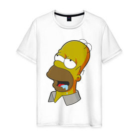 Мужская футболка хлопок с принтом Simpsons в Тюмени, 100% хлопок | прямой крой, круглый вырез горловины, длина до линии бедер, слегка спущенное плечо. | simpsons donut brain симпсон гомер homer