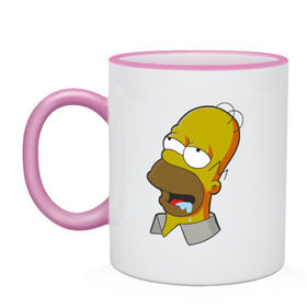 Кружка двухцветная с принтом Simpsons в Тюмени, керамика | объем — 330 мл, диаметр — 80 мм. Цветная ручка и кайма сверху, в некоторых цветах — вся внутренняя часть | simpsons donut brain симпсон гомер homer