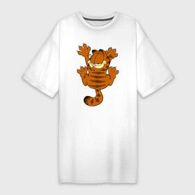 Платье-футболка хлопок с принтом гарфилд в Тюмени,  |  | гарфилд garfield кот киса рыжий гарф лазанья