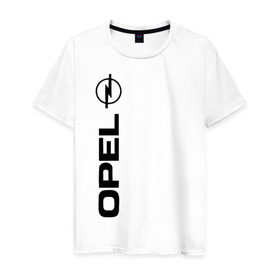 Мужская футболка хлопок с принтом OPEL в Тюмени, 100% хлопок | прямой крой, круглый вырез горловины, длина до линии бедер, слегка спущенное плечо. | opel опель