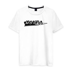 Мужская футболка хлопок с принтом Honda custom logo в Тюмени, 100% хлопок | прямой крой, круглый вырез горловины, длина до линии бедер, слегка спущенное плечо. | Тематика изображения на принте: honda custom logo хонда