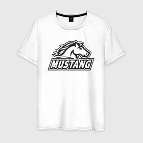 Мужская футболка хлопок с принтом Ford Mustang в Тюмени, 100% хлопок | прямой крой, круглый вырез горловины, длина до линии бедер, слегка спущенное плечо. | Тематика изображения на принте: ford mustang форд