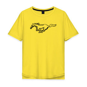 Мужская футболка хлопок Oversize с принтом ford mustang в Тюмени, 100% хлопок | свободный крой, круглый ворот, “спинка” длиннее передней части | Тематика изображения на принте: ford mustang форд
