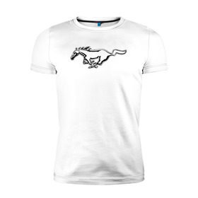 Мужская футболка премиум с принтом ford mustang в Тюмени, 92% хлопок, 8% лайкра | приталенный силуэт, круглый вырез ворота, длина до линии бедра, короткий рукав | Тематика изображения на принте: ford mustang форд