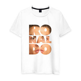 Мужская футболка хлопок с принтом Ronaldo face в Тюмени, 100% хлопок | прямой крой, круглый вырез горловины, длина до линии бедер, слегка спущенное плечо. | cristiano | ronaldo | криштиану | роналдо | роналду