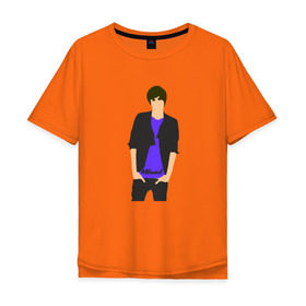Мужская футболка хлопок Oversize с принтом Никита Киоссе (Mband) в Тюмени, 100% хлопок | свободный крой, круглый ворот, “спинка” длиннее передней части | Тематика изображения на принте: mband | группа | она вернется
