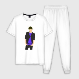 Мужская пижама хлопок с принтом Никита Киоссе (Mband) в Тюмени, 100% хлопок | брюки и футболка прямого кроя, без карманов, на брюках мягкая резинка на поясе и по низу штанин
 | Тематика изображения на принте: mband | группа | она вернется