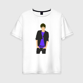 Женская футболка хлопок Oversize с принтом Никита Киоссе (Mband) в Тюмени, 100% хлопок | свободный крой, круглый ворот, спущенный рукав, длина до линии бедер
 | Тематика изображения на принте: mband | группа | она вернется