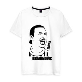 Мужская футболка хлопок с принтом Златан Ибрагимович в Тюмени, 100% хлопок | прямой крой, круглый вырез горловины, длина до линии бедер, слегка спущенное плечо. | псж