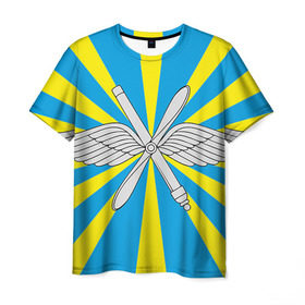 Мужская футболка 3D с принтом Флаг ВВС в Тюмени, 100% полиэфир | прямой крой, круглый вырез горловины, длина до линии бедер | авиатор | авиация | герб | летчику