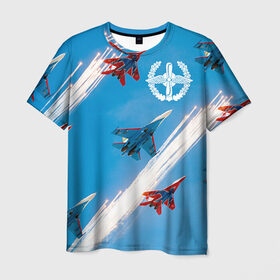 Мужская футболка 3D с принтом Самолеты в Тюмени, 100% полиэфир | прямой крой, круглый вырез горловины, длина до линии бедер | авиатор | авиация | ввс | герб | летчику | небо | самолет