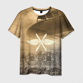Мужская футболка 3D с принтом Авиация в Тюмени, 100% полиэфир | прямой крой, круглый вырез горловины, длина до линии бедер | old | авиатор | авиация | ввс | герб | летчику | небо | самолет | чб