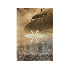 Обложка для паспорта матовая кожа с принтом Авиация в Тюмени, натуральная матовая кожа | размер 19,3 х 13,7 см; прозрачные пластиковые крепления | old | авиатор | авиация | ввс | герб | летчику | небо | самолет | чб