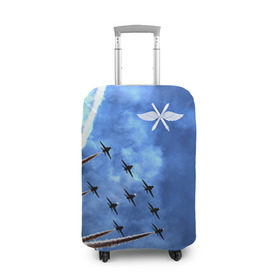Чехол для чемодана 3D с принтом Самолеты в небе в Тюмени, 86% полиэфир, 14% спандекс | двустороннее нанесение принта, прорези для ручек и колес | авиатор | авиация | ввс | герб | летчику | небо | самолет | флаг