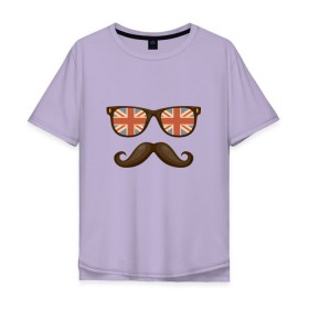 Мужская футболка хлопок Oversize с принтом Очки. Усы. Великобритания в Тюмени, 100% хлопок | свободный крой, круглый ворот, “спинка” длиннее передней части | англия | великобритания | корона | очки | усы | флаг