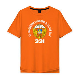 Мужская футболка хлопок Oversize с принтом 331 ПДП ВДВ в Тюмени, 100% хлопок | свободный крой, круглый ворот, “спинка” длиннее передней части | 331 й гвардейский парашютно десантный полкполк | 331пдп | вдв. десант