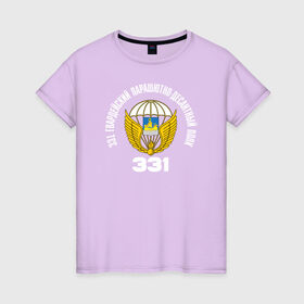 Женская футболка хлопок с принтом 331 ПДП ВДВ в Тюмени, 100% хлопок | прямой крой, круглый вырез горловины, длина до линии бедер, слегка спущенное плечо | 331 й гвардейский парашютно десантный полкполк | 331пдп | вдв. десант