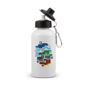 Бутылка спортивная с принтом Minecraft world в Тюмени, металл | емкость — 500 мл, в комплекте две пластиковые крышки и карабин для крепления | Тематика изображения на принте: майнкрафт | мир