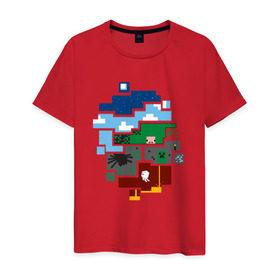 Мужская футболка хлопок с принтом Minecraft world в Тюмени, 100% хлопок | прямой крой, круглый вырез горловины, длина до линии бедер, слегка спущенное плечо. | Тематика изображения на принте: майнкрафт | мир