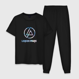 Мужская пижама хлопок с принтом Linkin park sky в Тюмени, 100% хлопок | брюки и футболка прямого кроя, без карманов, на брюках мягкая резинка на поясе и по низу штанин
 | Тематика изображения на принте: linkin | park | линкин | парк