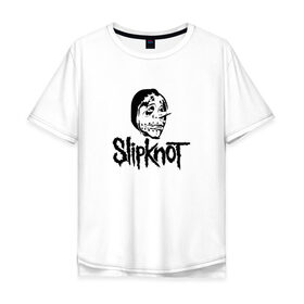 Мужская футболка хлопок Oversize с принтом Slipknot black в Тюмени, 100% хлопок | свободный крой, круглый ворот, “спинка” длиннее передней части | Тематика изображения на принте: 