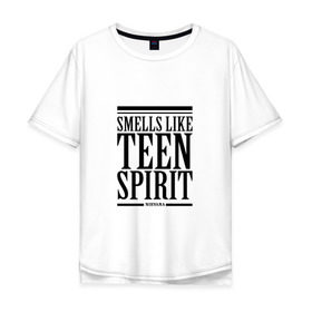 Мужская футболка хлопок Oversize с принтом Smells like teen spirit в Тюмени, 100% хлопок | свободный крой, круглый ворот, “спинка” длиннее передней части | Тематика изображения на принте: smells like teen spirit