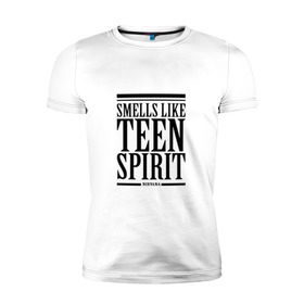 Мужская футболка премиум с принтом Smells like teen spirit в Тюмени, 92% хлопок, 8% лайкра | приталенный силуэт, круглый вырез ворота, длина до линии бедра, короткий рукав | smells like teen spirit