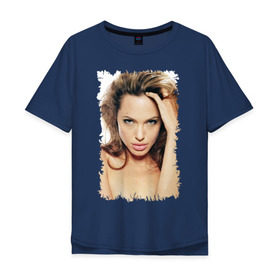 Мужская футболка хлопок Oversize с принтом Анджелина Джоли в Тюмени, 100% хлопок | свободный крой, круглый ворот, “спинка” длиннее передней части | angelina jolie | анджелина джоли | кинозвезда