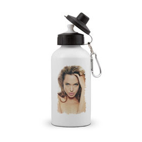 Бутылка спортивная с принтом Анджелина Джоли в Тюмени, металл | емкость — 500 мл, в комплекте две пластиковые крышки и карабин для крепления | angelina jolie | анджелина джоли | кинозвезда