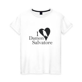 Женская футболка хлопок с принтом Деймон Сальваторе в Тюмени, 100% хлопок | прямой крой, круглый вырез горловины, длина до линии бедер, слегка спущенное плечо | damon | герой сериала дневники вампирадневники вампира