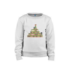 Детский свитшот хлопок с принтом Вершина холма в Minecraft в Тюмени, 100% хлопок | круглый вырез горловины, эластичные манжеты, пояс и воротник | minecraft | майнкрафт | холм на котором сидят различные мобы из игры minecraftкубы