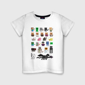 Детская футболка хлопок с принтом Мобы Minecraft в Тюмени, 100% хлопок | круглый вырез горловины, полуприлегающий силуэт, длина до линии бедер | крипер