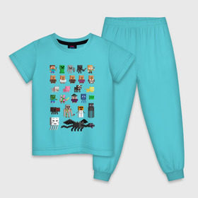 Детская пижама хлопок с принтом Мобы Minecraft в Тюмени, 100% хлопок |  брюки и футболка прямого кроя, без карманов, на брюках мягкая резинка на поясе и по низу штанин
 | крипер