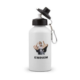 Бутылка спортивная с принтом Eminem Fuck в Тюмени, металл | емкость — 500 мл, в комплекте две пластиковые крышки и карабин для крепления | marshal mathers | rap | slim shady
