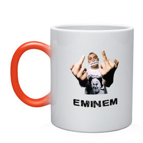 Кружка хамелеон с принтом Eminem Fuck в Тюмени, керамика | меняет цвет при нагревании, емкость 330 мл | marshal mathers | rap | slim shady