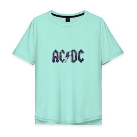Мужская футболка хлопок Oversize с принтом AC DC Chrome в Тюмени, 100% хлопок | свободный крой, круглый ворот, “спинка” длиннее передней части | Тематика изображения на принте: ac dc