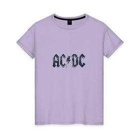 Женская футболка хлопок с принтом AC DC Chrome в Тюмени, 100% хлопок | прямой крой, круглый вырез горловины, длина до линии бедер, слегка спущенное плечо | Тематика изображения на принте: ac dc