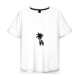 Мужская футболка хлопок Oversize с принтом Los Angeles palm в Тюмени, 100% хлопок | свободный крой, круглый ворот, “спинка” длиннее передней части | Тематика изображения на принте: angeles | la | los | анджелес | ла | лос