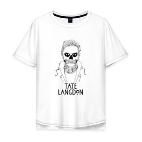 Мужская футболка хлопок Oversize с принтом Tate Langdon в Тюмени, 100% хлопок | свободный крой, круглый ворот, “спинка” длиннее передней части | american | horror | story | американкая | история