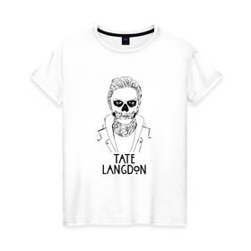 Женская футболка хлопок с принтом Tate Langdon в Тюмени, 100% хлопок | прямой крой, круглый вырез горловины, длина до линии бедер, слегка спущенное плечо | american | horror | story | американкая | история
