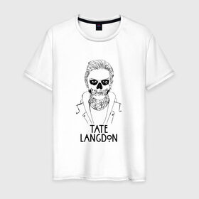 Мужская футболка хлопок с принтом Tate Langdon в Тюмени, 100% хлопок | прямой крой, круглый вырез горловины, длина до линии бедер, слегка спущенное плечо. | american | horror | story | американкая | история