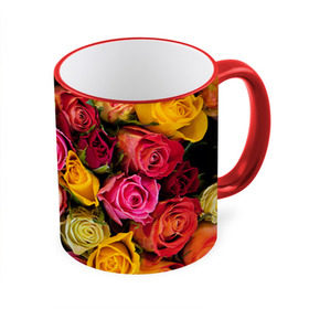 Кружка 3D с принтом Цветы в Тюмени, керамика | ёмкость 330 мл | flower | девушкам | розы | цветочки | цветы