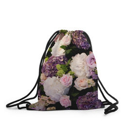 Рюкзак-мешок 3D с принтом Цветы в Тюмени, 100% полиэстер | плотность ткани — 200 г/м2, размер — 35 х 45 см; лямки — толстые шнурки, застежка на шнуровке, без карманов и подкладки | flower | девушкам | розы | цветочки | цветы