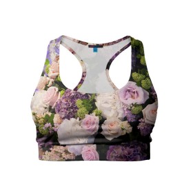 Женский спортивный топ 3D с принтом Цветы в Тюмени, 82% полиэстер, 18% спандекс Ткань безопасна для здоровья, позволяет коже дышать, не мнется и не растягивается |  | flower | девушкам | розы | цветочки | цветы