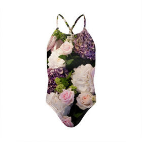 Детский купальник 3D с принтом Цветы в Тюмени, Полиэстер 85%, Спандекс 15% | Слитный крой, подклад по переду изделия, узкие бретели | flower | девушкам | розы | цветочки | цветы