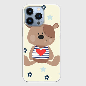 Чехол для iPhone 13 Pro с принтом Мишка в Тюмени,  |  | Тематика изображения на принте: девушкам | медведь | мишка | цветок