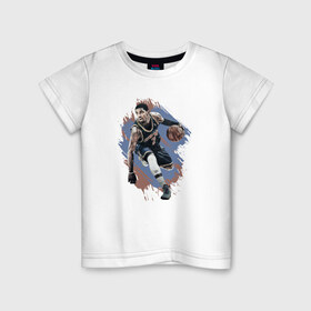 Детская футболка хлопок с принтом Баскетбол в Тюмени, 100% хлопок | круглый вырез горловины, полуприлегающий силуэт, длина до линии бедер | basketball | nba | баскетболист | нба