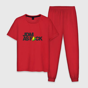 Мужская пижама хлопок с принтом JDM AS F*CK в Тюмени, 100% хлопок | брюки и футболка прямого кроя, без карманов, на брюках мягкая резинка на поясе и по низу штанин
 | Тематика изображения на принте: fail crew